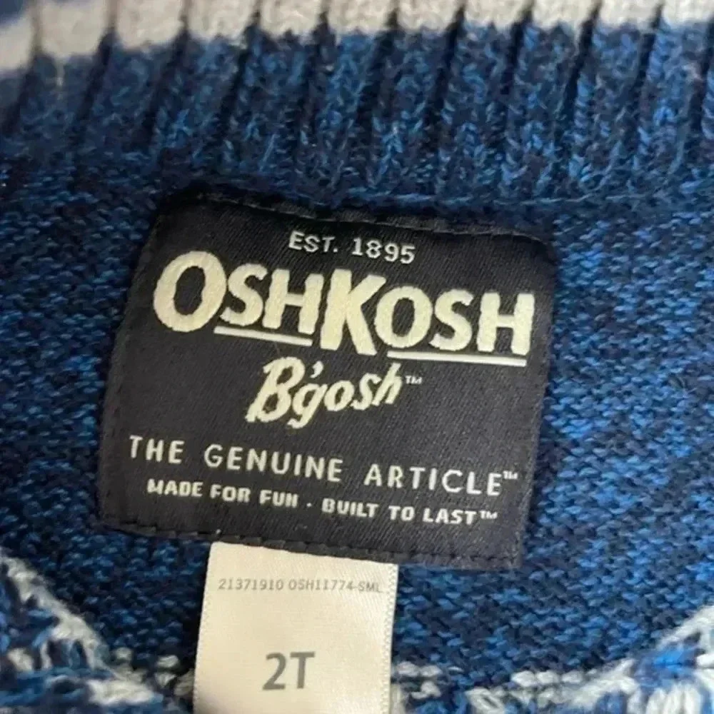 Oshkosh B’gosh boys blue/white knit cotton sweater 2T EUC
